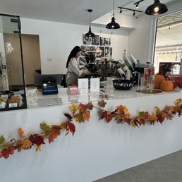 The cafe decorated for the fall season