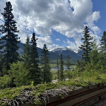 The Juniper Bistro - View from the table on the patio - Canadian (New) Near Me - Banff, Alberta The Juniper Bistro - View from the table on the patio - Canadian (New) Near Me - Banff, Alberta