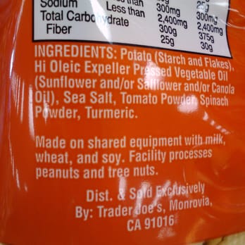 Trader Joe's - simple ingredients for a potato chip - Grocery Near Me - Plano, Texas