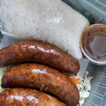 Vientiane Grocery - Spicy lao sausage with sticky rice - Laotian Near Me - Seattle, Washington Vientiane Grocery - Spicy lao sausage with sticky rice - Laotian Near Me - Seattle, Washington