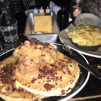 Jacob's Pickles - Chicken and Pancakes... Side of Mac & Cheese... Sweet Potato Corn Bread - Comfort Food Near Me - New York, New York
