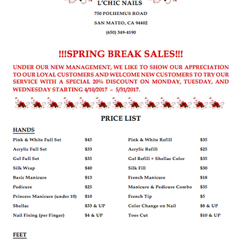 L' Chic Nails - They got new awesome management so they're offering new specials! - Nail Salons Near Me - San Mateo, California