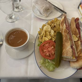 Columbia Restaurant - Cuban sandwich with a cup of gazpacho. - Spanish Near Me - Celebration, Florida