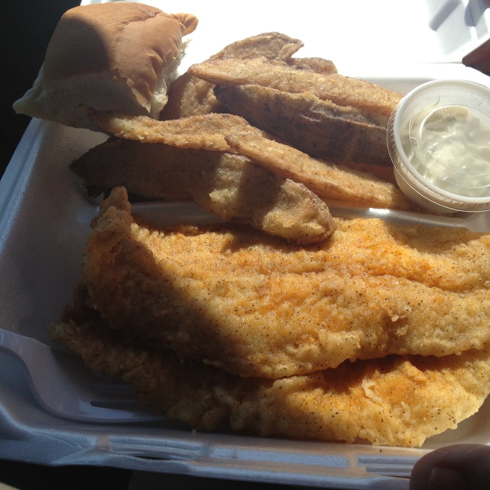 2 Brothers - 2 large pieces of Fried Flounder & Potato Wedges (many potato wedges) for $5.99 - very good. - Gas Stations Near Me - Winston Salem, North Carolina