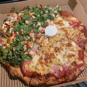 Pizza Guys - Half and half Hawaiian and Chicken Curry - Pizza Near Me - Santa Clara, California Pizza Guys - Half and half Hawaiian and Chicken Curry - Pizza Near Me - Santa Clara, California