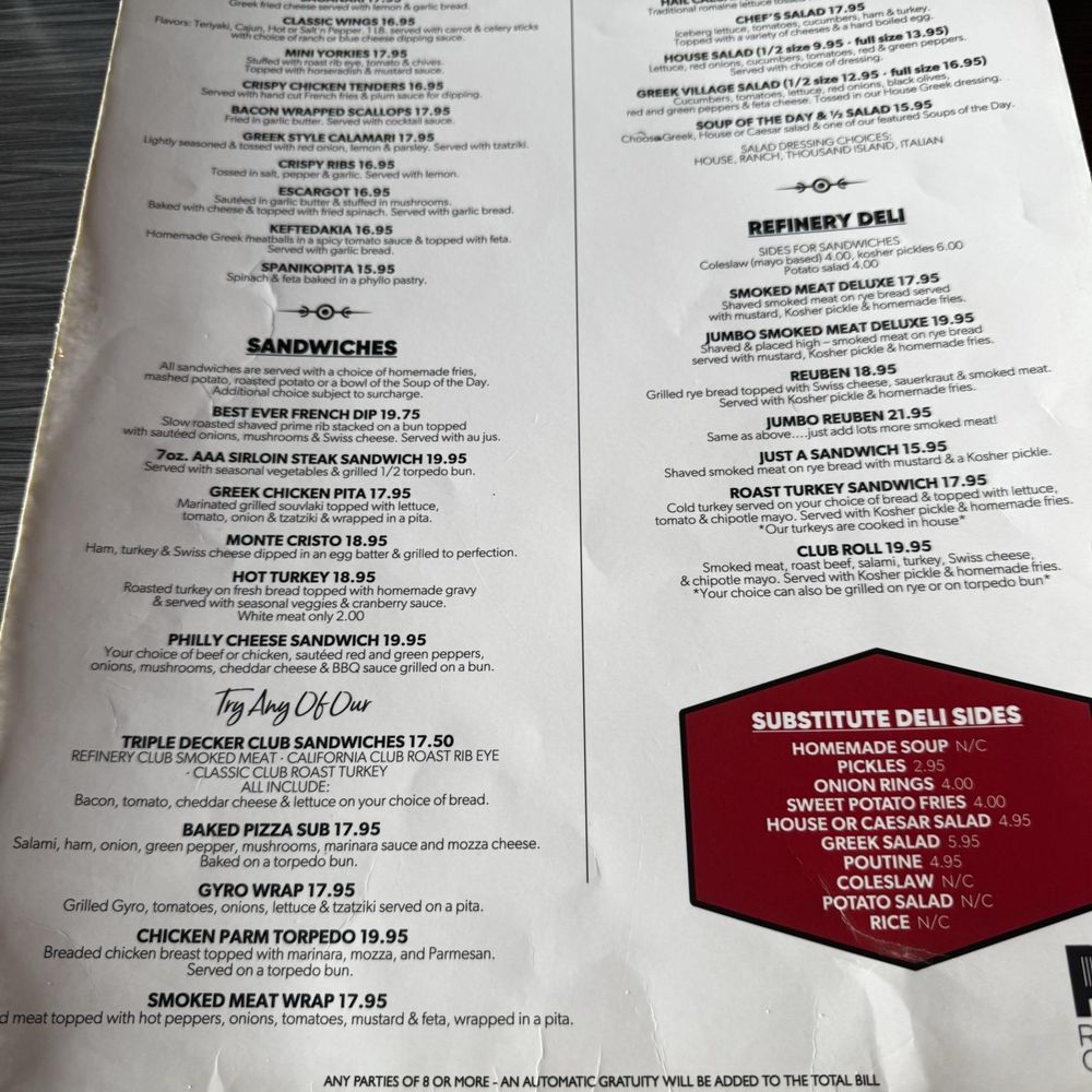 Refinery Grill - Menu back side - Delis Near Me - Edmonton, Alberta Refinery Grill - Menu back side - Delis Near Me - Edmonton, Alberta