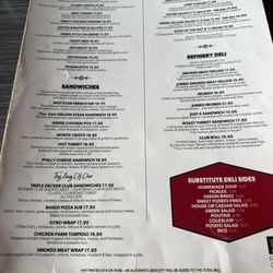 Refinery Grill - Menu back side