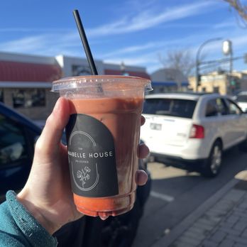 Annabelle House MN - Iced 16oz oatmilk latte with 1/2 shot of red velvet - Sandwiches Near Me - Osseo, Minnesota