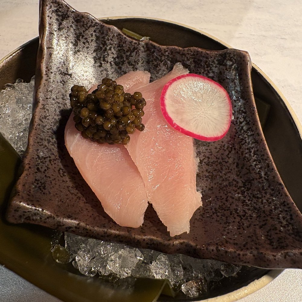 Akoya Omakase - Yellowtail with kaluga caviar - Japanese Near Me - Kansas City, Missouri Akoya Omakase - Yellowtail with kaluga caviar - Japanese Near Me - Kansas City, Missouri