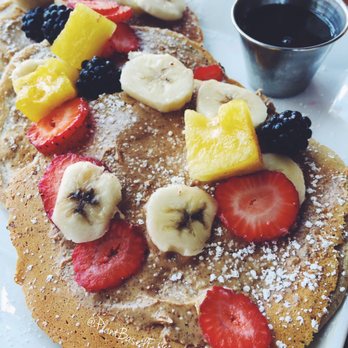 Seabirds Kitchen - Flax Jacks on the Sunday brunch menu. Fruit & almond add-ons cost extra making these a total of $15! Really yummy though. :) - Vegan Near Me - Costa Mesa, California