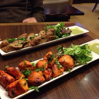IndAroma - Lamb seekh kabob and chicken tikka kabob. The presentation was impeccable. - Indian Near Me - Alexandria, Virginia