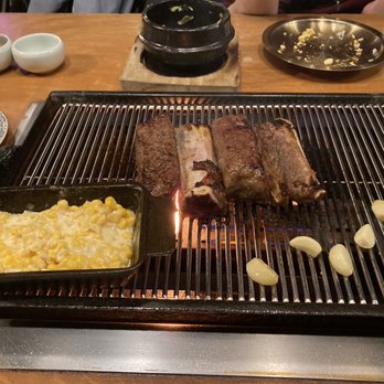 Meet Korean BBQ - marinated kalbi short rib, corn cheese, garlic pieces - Barbeque Near Me - Seattle, Washington Meet Korean BBQ - marinated kalbi short rib, corn cheese, garlic pieces - Barbeque Near Me - Seattle, Washington