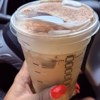 Starbucks - Iced Cinnamon Dolce Latte with oat milk and brown sugar cold foam - Coffee & Tea Near Me - Apopka, Florida Starbucks - Iced Cinnamon Dolce Latte with oat milk and brown sugar cold foam - Coffee & Tea Near Me - Apopka, Florida