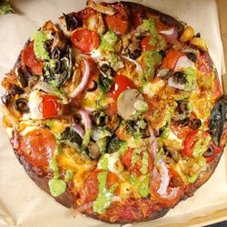 Blaze Pizza - Burnt crust and toppings on the so called keto crust.