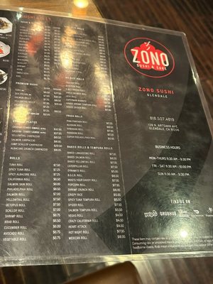 Menu photo 5 Zono Sushi Glendale, CA
