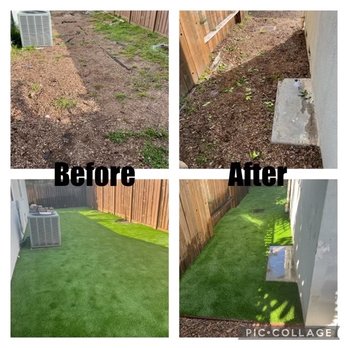 The Turf Guy - Top photos are the back yard before, bottom photos are back yard after turf was installed. - Artificial Turf Near Me - Santa Monica, California The Turf Guy - Top photos are the back yard before, bottom photos are back yard after turf was installed. - Artificial Turf Near Me - Santa Monica, California