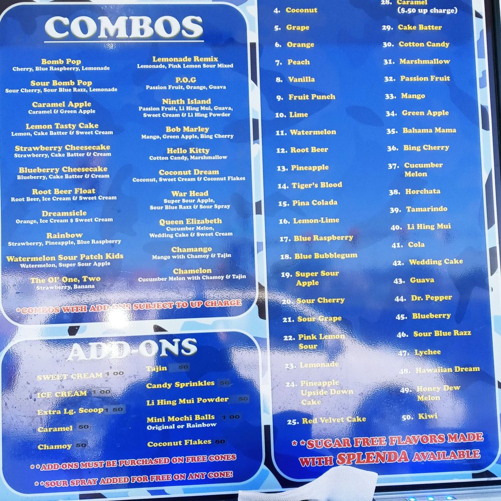 Snow Vegas Shave Ice - the menu for the ice cream parlor - Shaved Ice Near Me - Henderson, Nevada Snow Vegas Shave Ice - the menu for the ice cream parlor - Shaved Ice Near Me - Henderson, Nevada