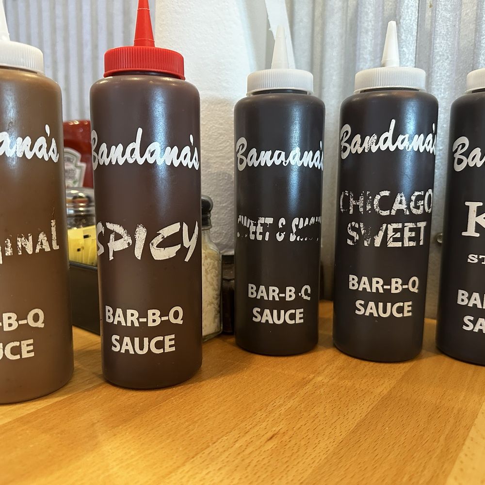 Bandanas Bar-B-Q - Choice of sauces on the table - Barbeque Near Me - Paducah, Kentucky Bandanas Bar-B-Q - Choice of sauces on the table - Barbeque Near Me - Paducah, Kentucky