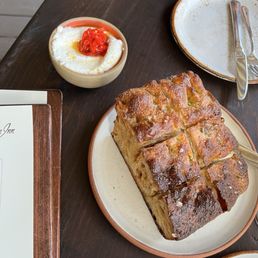 Sourdough focaccia with ricotta and chiles. Perfection.