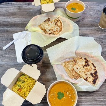 Appu's Turmeric Cafe - Vegan Mushroom Masala with Vegan Indian Flat Bread and rice - Vegetarian Near Me - Long Beach, California