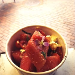 Fancheezical - Aurora's Salad, new at Fancheezical (watermelon, tomato, feta, basil)