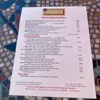 Sideboard - Lafayette - Weekend morning menu - Coffee & Tea Near Me - Lafayette, California