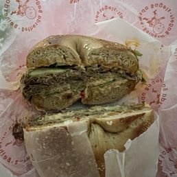 Steak and cheese sandwich with American cheese and Russian dressing