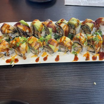 Yoshi Sushi - Dinosaur roll and naked fish roll - Japanese Near Me - Milpitas, California Yoshi Sushi - Dinosaur roll and naked fish roll - Japanese Near Me - Milpitas, California