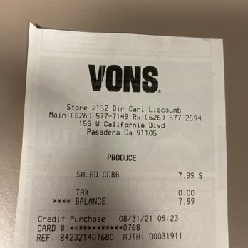 Vons - I got receipts! - Grocery Near Me - Pasadena, California