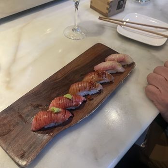 Uchi Denver - Medium fatty tuna, baby yellowtail, and king fish nigiri - Japanese Near Me - Denver, Colorado Uchi Denver - Medium fatty tuna, baby yellowtail, and king fish nigiri - Japanese Near Me - Denver, Colorado