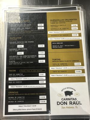 Menu photo 4 Carnitas Don Raul San Antonio, TX