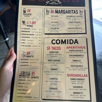 El Camino - Happy hour menu - Cocktail Bars Near Me - Delray Beach, Florida