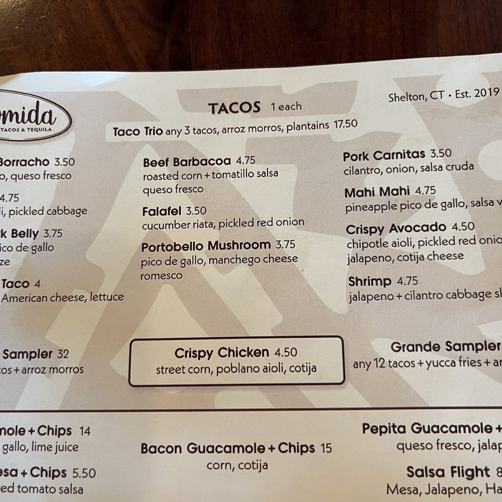 Tacomida - Taco menu - Mexican Near Me - Shelton, Connecticut Tacomida - Taco menu - Mexican Near Me - Shelton, Connecticut