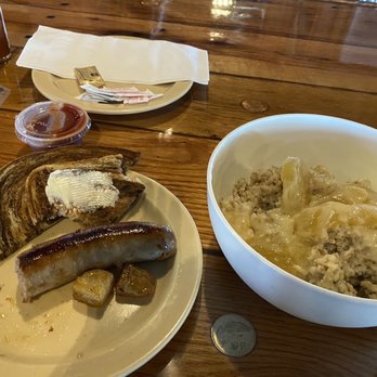 Fulton’s Irish Pub & Grill - Steel cut oats with banger & rye toast - Irish Pub Near Me - Fulton, Texas