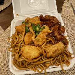 Asia Delight Express - Chow Mein w/ salt and pepper fish and sesame chicken