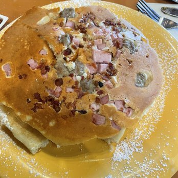 Stacks & Yolks - That was the middle I flipped mine over  Meat Lover Signature Pancake - Sandwiches Near Me - Las Vegas, Nevada