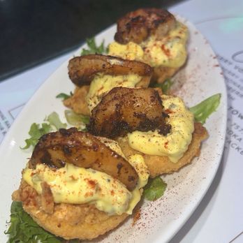 Canvas Social Cuisine - Fried Deviled Eggs w/shrimp - Southern Near Me - Norfolk, Virginia Canvas Social Cuisine - Fried Deviled Eggs w/shrimp - Southern Near Me - Norfolk, Virginia