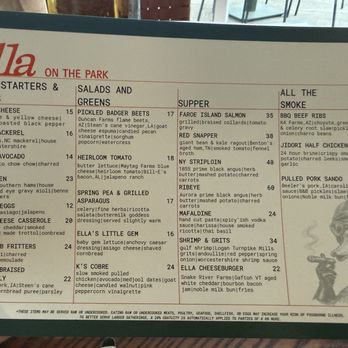 Ella on the Park - Menu - Smokehouse Near Me - Scottsdale, Arizona