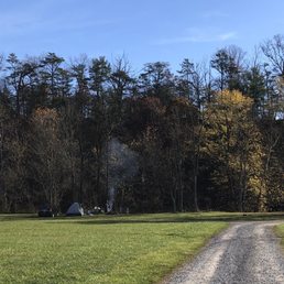View of tent site area from middle of field.