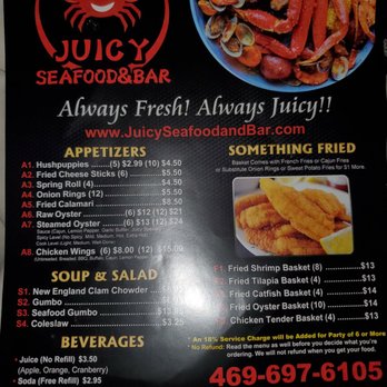 Juicy Seafood & Bar - Menu (front) - Cajun/Creole Near Me - Dallas, Texas Juicy Seafood & Bar - Menu (front) - Cajun/Creole Near Me - Dallas, Texas