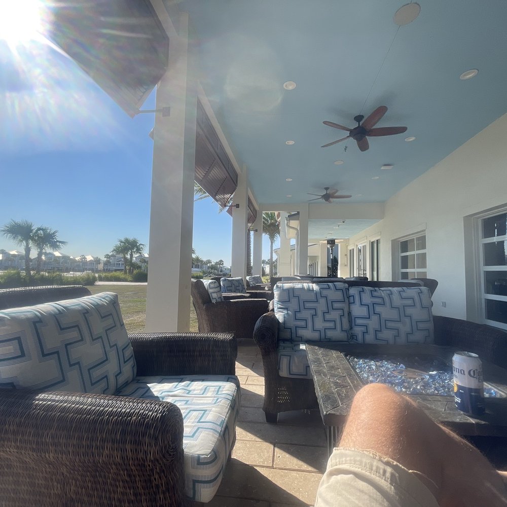 Lounging outside the restaurant