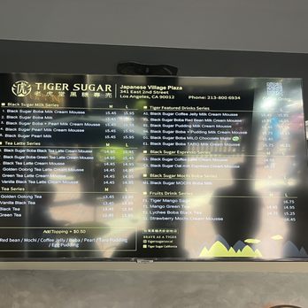 Tiger Sugar - Menu as of 6.26.22 - Bubble Tea Near Me - Los Angeles, California Tiger Sugar - Menu as of 6.26.22 - Bubble Tea Near Me - Los Angeles, California