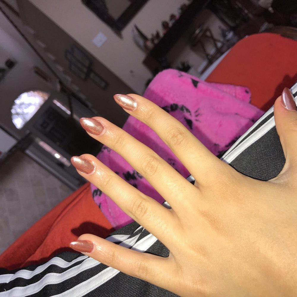 Frisco Nail Bar - This is my left hand which is ok with the red around the nail - Nail Salons Near Me - Frisco, Texas