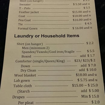 Angel Cleaners - Price list as of 4/15/15 - Laundry Services Near Me - Beaverton, Oregon Angel Cleaners - Price list as of 4/15/15 - Laundry Services Near Me - Beaverton, Oregon