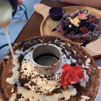 U :Dessert Story - Action shot haha Volcano Bingsoo and Ube Mochi Waffle - Desserts Near Me - Berkeley, California U :Dessert Story - Action shot haha Volcano Bingsoo and Ube Mochi Waffle - Desserts Near Me - Berkeley, California