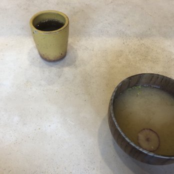 Okonomi - Miso soup with radish and barley tea - Japanese Near Me - Brooklyn, New York Okonomi - Miso soup with radish and barley tea - Japanese Near Me - Brooklyn, New York