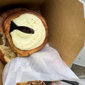 Portrait Coffee - Cinnamon roll and breakfast sandwich - Coffee Roasteries Near Me - Atlanta, Georgia