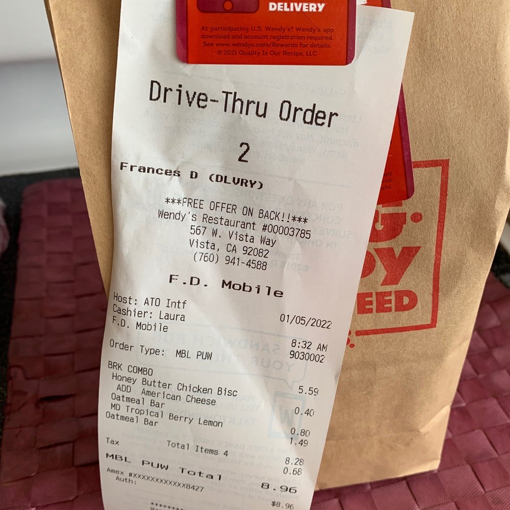 Wendy's - Wendy's Mobile Order Grubhub Delivery. - Burgers Near Me - Vista, California Wendy's - Wendy's Mobile Order Grubhub Delivery. - Burgers Near Me - Vista, California