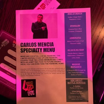 Stand Up Live - a menu for a special event - Comedy Clubs Near Me - Phoenix, Arizona