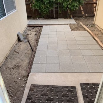 Javier Service - In process, installing the pavers - Landscaping Near Me